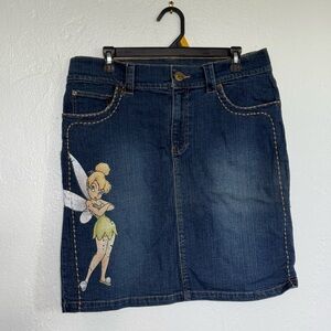 Denim Skirt with Tinker Bell Design